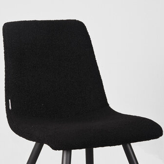 LABEL51 Eetkamerstoel Jep - Zwart - Teddy - Zwart Metalen Frame