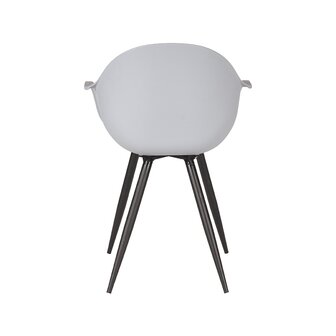 LABEL51 Eetkamerstoel Luca - Grijs - Kunststof - Zwart Metalen Frame