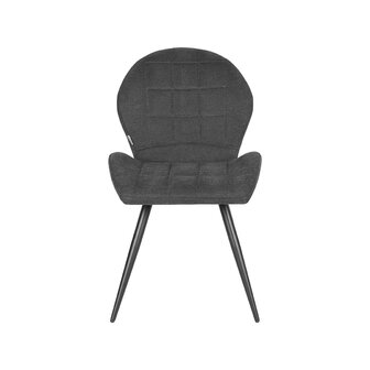 LABEL51 Eetkamerstoel Sil - Antraciet - Weave - Zwart Metalen Frame