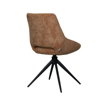 LABEL51 Eetkamerstoel Marlow - Cognac - Elite - Zwart Metalen Frame