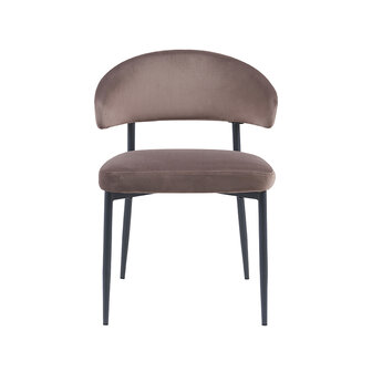 LABEL51 Eetkamerstoel Bliss - Taupe - Fluweel - Zwart Metalen Frame