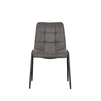 LABEL51 Eetkamerstoel Noor - Antraciet - Micro Suede - Zwart Metalen Frame