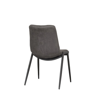 LABEL51 Eetkamerstoel Noor - Antraciet - Micro Suede - Zwart Metalen Frame