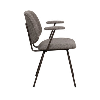 LABEL51 Eetkamerstoel Loreto - Mushroom - Royal Boucle - Brons Metalen Frame