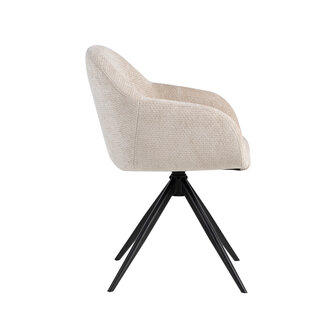 LABEL51 Eetkamerstoel Fiby - Naturel - Elite - Zwart Metalen Frame