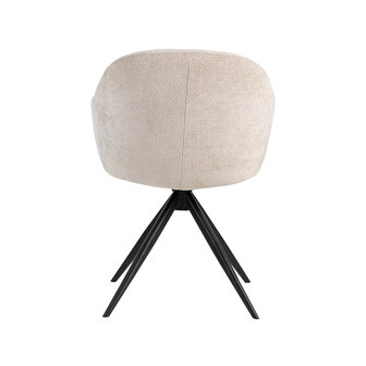 LABEL51 Eetkamerstoel Fiby - Naturel - Elite - Zwart Metalen Frame