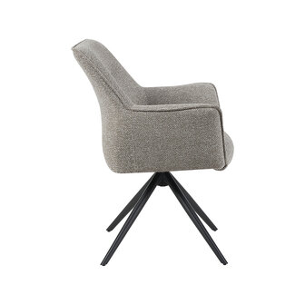 LABEL51 Eetkamerstoel Kimora - Mushroom - Royal Boucle - Zwart Metalen Frame