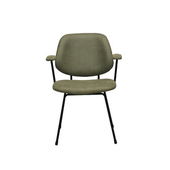 LABEL51 Eetkamerstoel Rivano - Moss - Micro Suede - Zwart Metalen Frame