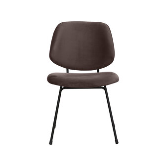 LABEL51 Eetkamerstoel Bello - Taupe - Fluweel - Zwart Metalen Frame