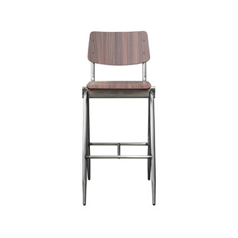 LABEL51 Barkruk Solid - Donkerbruin - Hout - Hoog