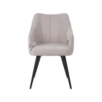 LABEL51 Eetkamerstoel Stan - Naturel - Elite - Zwart Metalen Frame