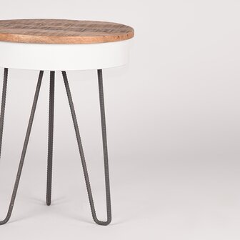 LABEL51 Bijzettafels Saria - Wit - Metaal - 44 cm - Rond