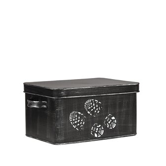 LABEL51 Opbergdozen en manden SchoenpoetsOpbergkist - Antiek Zwart - Metaal - One Size