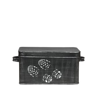 LABEL51 Opbergdozen en manden SchoenpoetsOpbergkist - Antiek Zwart - Metaal - One Size