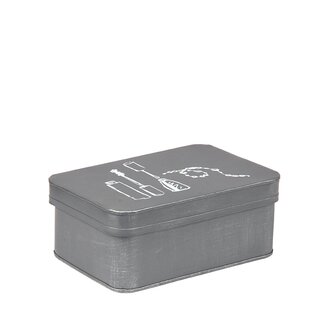 LABEL51 Opbergdozen en manden Make-Up opbergkist - Antiek Grijs - Metaal - One Size