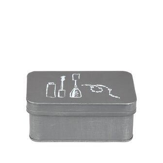 LABEL51 Opbergdozen en manden Make-Up opbergkist - Antiek Grijs - Metaal - One Size