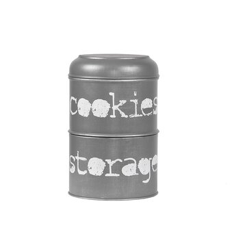 LABEL51 Opbergdozen en manden Opbergblik - Antiek Grijs - Metaal - 17x17x27 cm