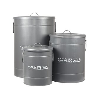 LABEL51 Opbergdozen en manden Wasmand - Antiek Grijs - Metaal - S