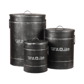 LABEL51 Opbergdozen en manden Wasmand - Antiek Zwart - Metaal - S