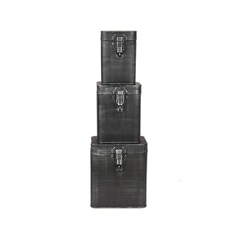 LABEL51 Opbergdozen en manden Opbergkist - Antiek Zwart - Metaal - XL