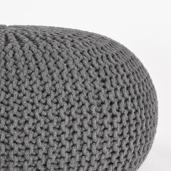 LABEL51 Poefs Knitted - Donkergrijs - Katoen - L