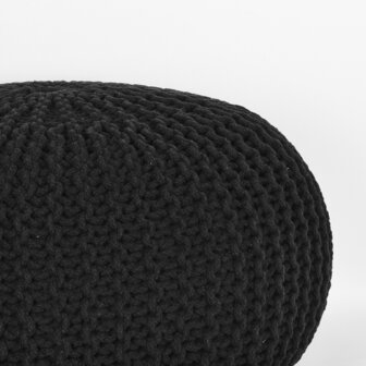 LABEL51 Poefs Knitted - Zwart - Katoen - L