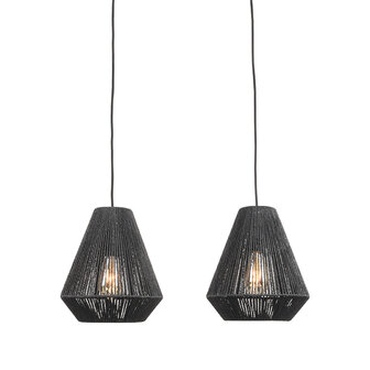 LABEL51 Hanglampen Ibiza - Zwart - Jute - 2-Lichts