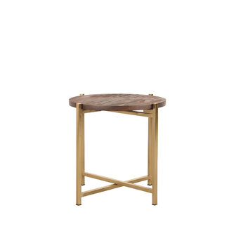 LABEL51 Bijzettafels Dox - Espresso - Mangohout - 40 cm Goud