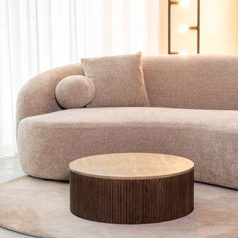 LABEL51 Salontafels Ribble - Espresso - Travertin - 70 cm - Rond