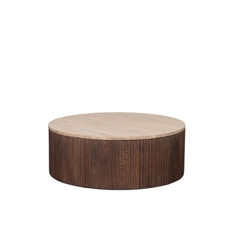 LABEL51 Salontafels Ribble - Espresso - Travertin - 70 cm - Rond