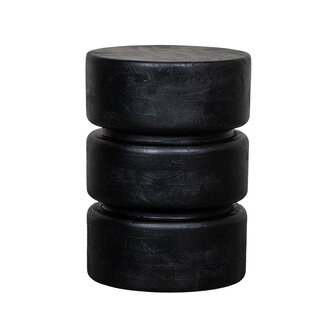 LABEL51 Bijzettafels Milly - Zwart - Mangohout - 35 cm - Rond