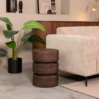 LABEL51 Bijzettafels Milly - Espresso - Mangohout - 35 cm - Rond