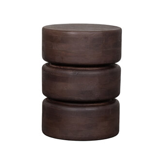 LABEL51 Bijzettafels Milly - Espresso - Mangohout - 35 cm - Rond
