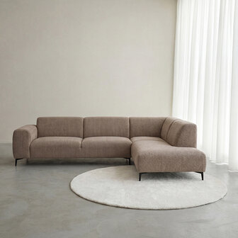 LABEL51 Hoekbanken Merido - Taupe Raven | Zwart Metaal - Velvet - Hoekbank Rechts