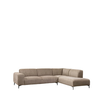 LABEL51 Hoekbanken Merido - Taupe Raven | Zwart Metaal - Velvet - Hoekbank Rechts