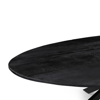 LABEL51 Eetkamertafels James - Zwart - Mangohout - 160 cm - Ovaal