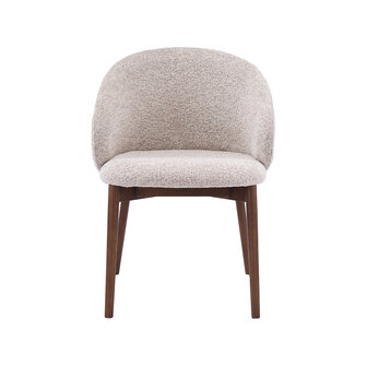LABEL51 Eetkamerstoelen Nagano - Beige - Geweven - Walnoot Houten Frame
