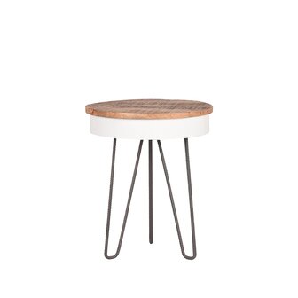 LABEL51 Bijzettafel Saria - Wit - Metaal - 44 cm - Rond