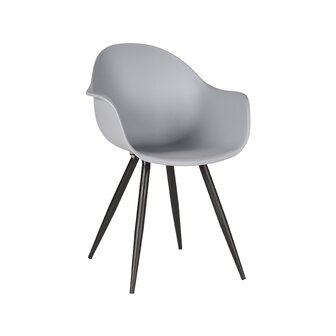 LABEL51 Eetkamerstoel Luca - Grijs - PP - Zwart Metalen Frame