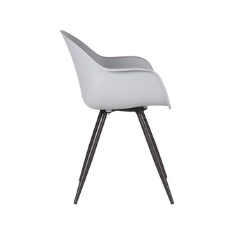 LABEL51 Eetkamerstoel Luca - Grijs - PP - Zwart Metalen Frame