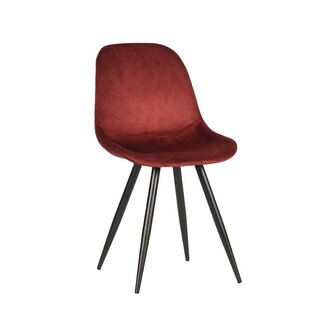LABEL51 Eetkamerstoel Capri - Bordeaux - Velvet - Zwart Metalen Frame