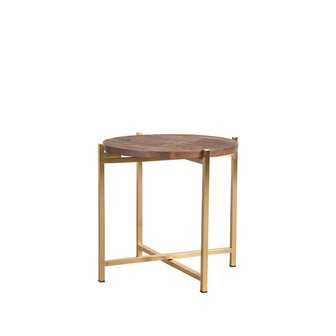 LABEL51 Bijzettafel Dox - Espresso - Mangohout - 40 cm Goud