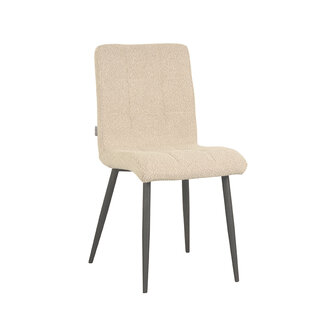 LABEL51 Eetkamerstoel Sam - Zand - Boucle - Zwart Metalen Frame