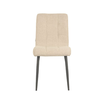 LABEL51 Eetkamerstoel Sam - Zand - Boucle - Zwart Metalen Frame
