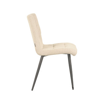 LABEL51 Eetkamerstoel Sam - Zand - Boucle - Zwart Metalen Frame