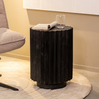 LABEL51 Bijzettafel Novan - Zwart - Mangohout - 35 cm