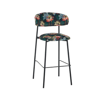 LABEL51 Barkruk Ferry - Printed Flamingo - Fluweel - Hoog