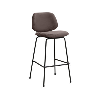 LABEL51 Barkruk Bello - Taupe - Fluweel - Hoog