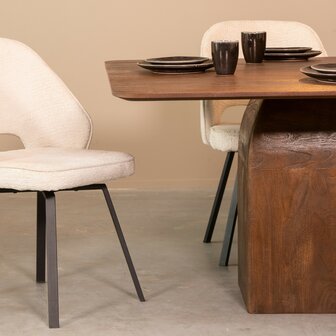 LABEL51 Eetkamertafel Ingo - Espresso - Mangohout - 130 cm - Vierkant