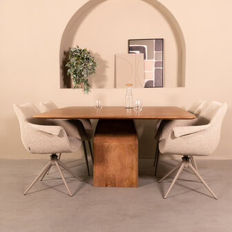 LABEL51 Eetkamertafel Ingo - Nature Smooth - Mangohout - 140 cm - Vierkant